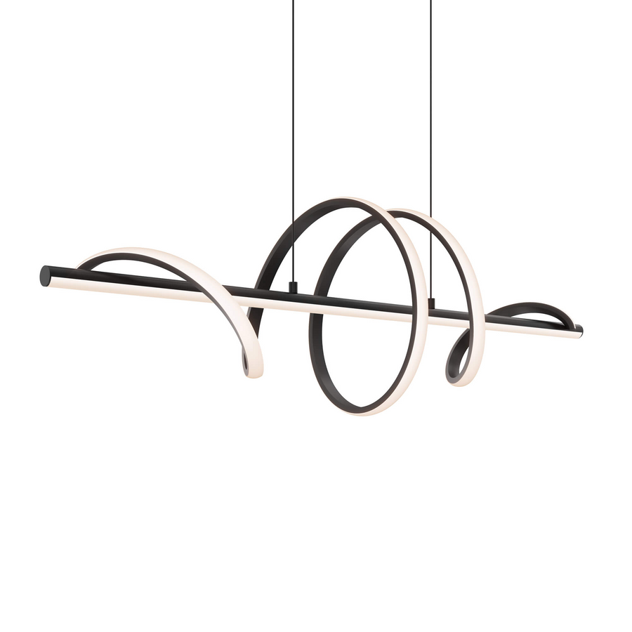 DALS Lighting - 40in horizontal swirl pendant, 5CCT - Black - SKU BRPD40-CC-BK
