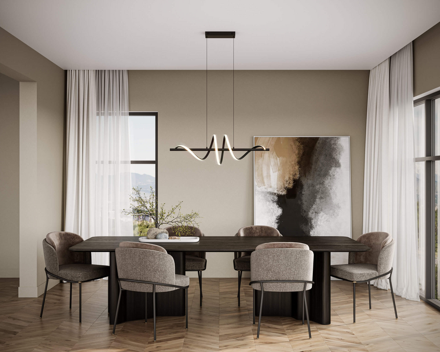 DALS Lighting - 40in horizontal swirl pendant, 5CCT - Black - SKU BRPD40-CC-BK