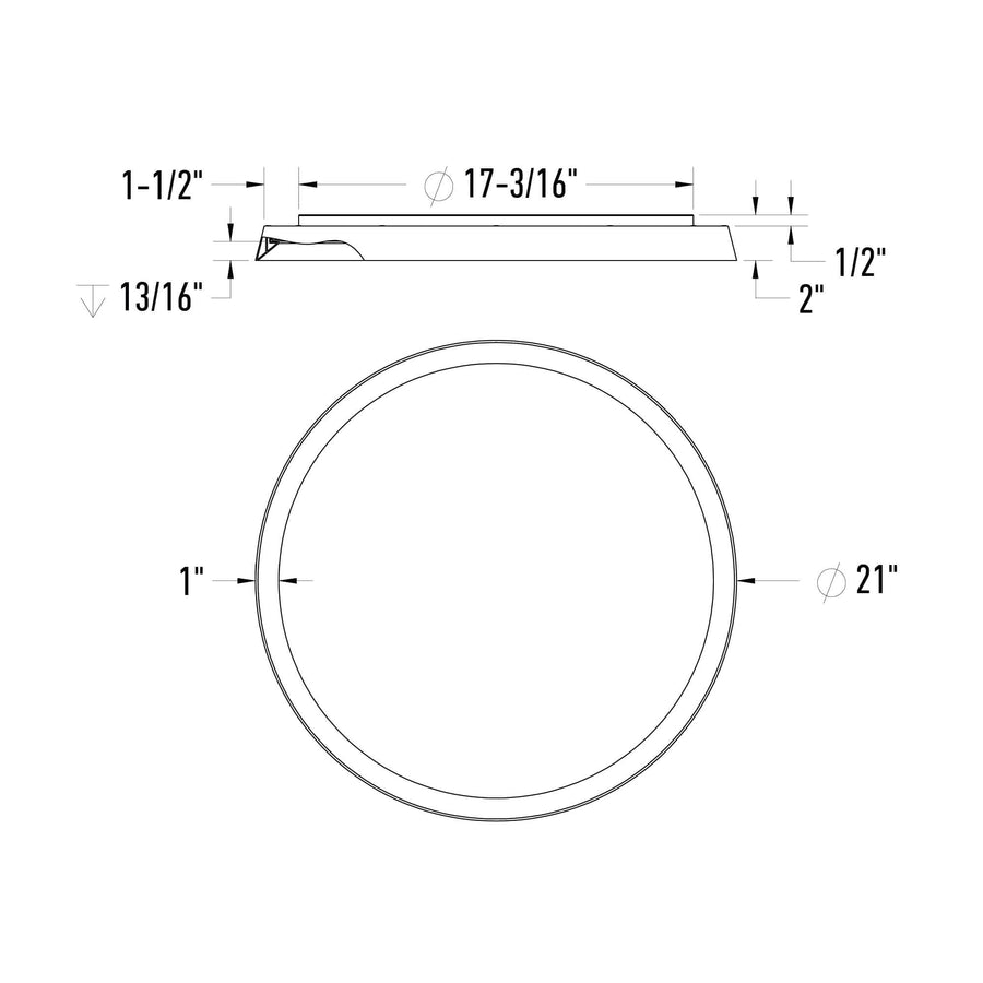 DALS Lighting - 21in Dual-Light Flush Mount, 5CCT - Black - SKU CFH21-CC-BK