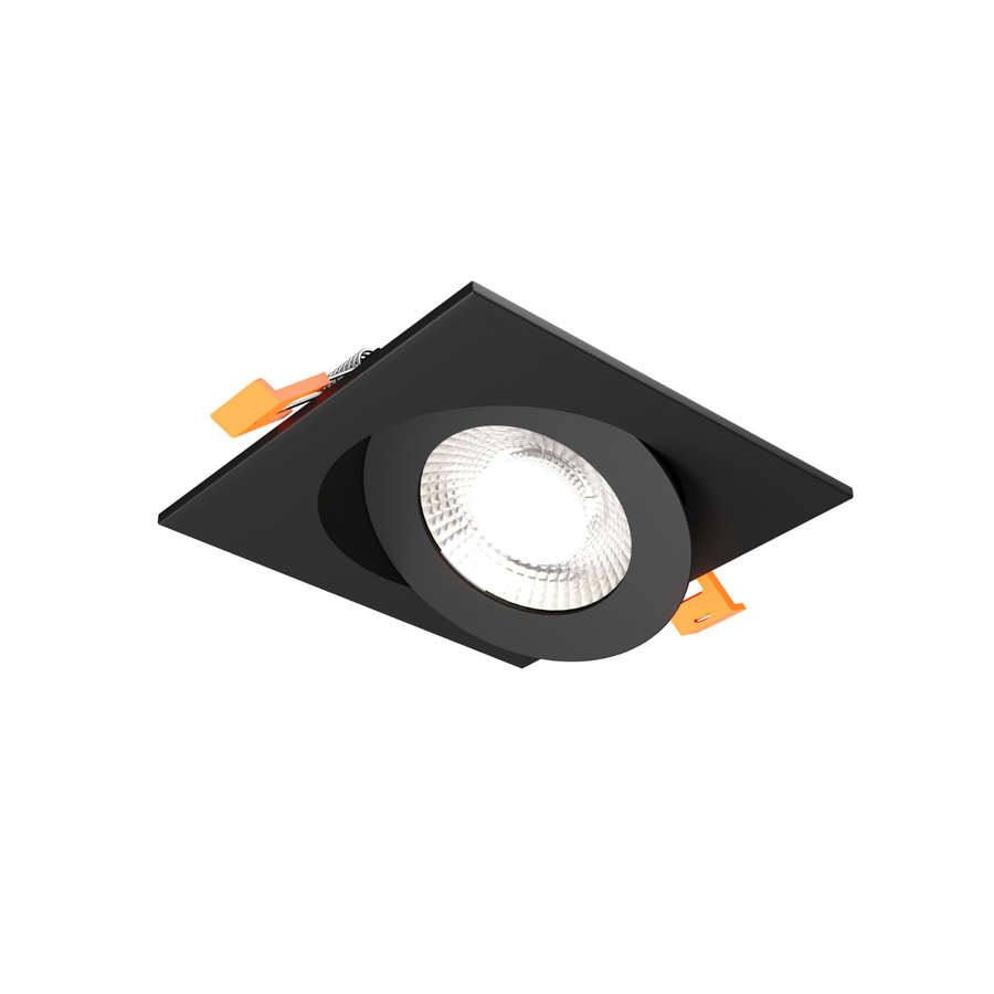 DALS Lighting - 4in Square Flat gimbal recessed, 5CCT & Dim-to-warm, Black - SKU FGM4SQ-CDW-BK