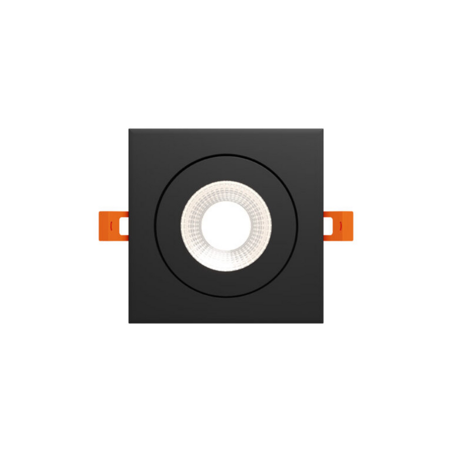 DALS Lighting - 4in Square Flat gimbal recessed, 5CCT & Dim-to-warm, Black - SKU FGM4SQ-CDW-BK