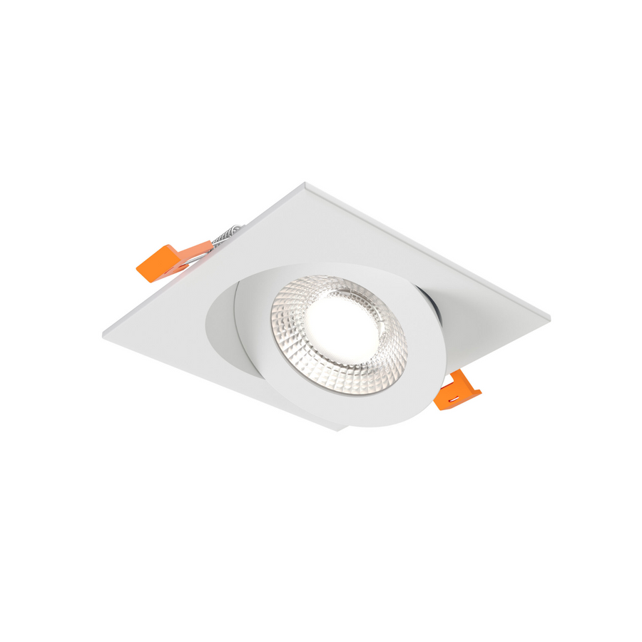 DALS Lighting - 4in Square Flat gimbal recessed, 5CCT & Dim-to-warm, White - SKU FGM4SQ-CDW-WH
