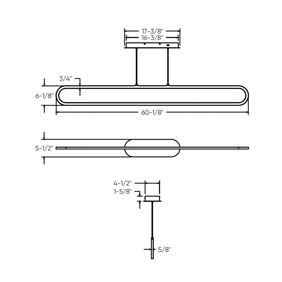 DALS Lighting -  Horizontal oblong pendant 5CCT  - SKU FPD60-CC-BK