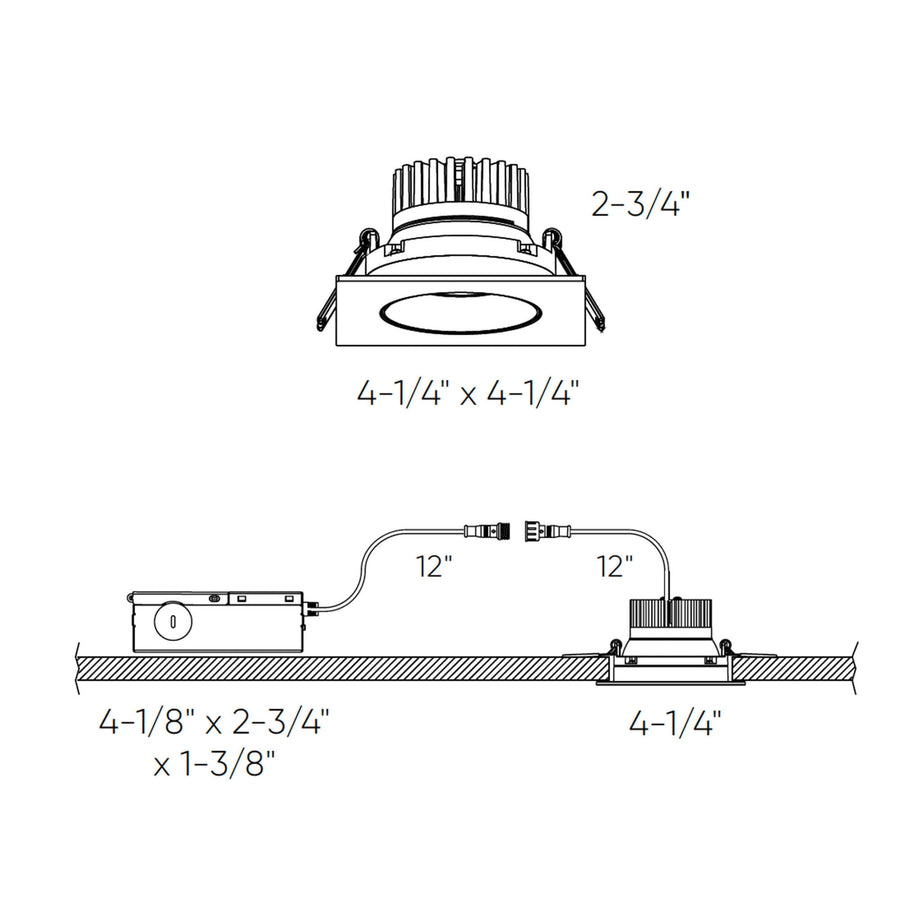 DALS Lighting - 3.5" Gimbal recessed Square 5CCT - SKU GBR35SQ-CC-BK