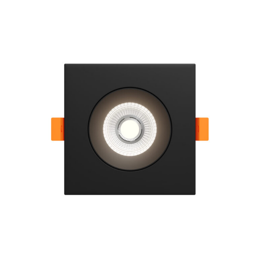 DALS Lighting - 3.5in Square Regressed Gimbal Downlight, 5CCT & Dim-To-Warm - Black - SKU GBR35SQ-CDW-BK