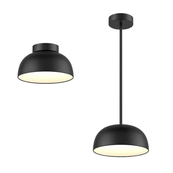 DALS Lighting - 12in fixture - 2in1 Pendant and Flush mount Napa - Black - SKU NAPF12-CC-UNV-BK