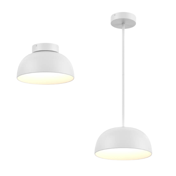 DALS Lighting - 12in fixture - 2in1 Pendant and Flush mount Napa - White - SKU NAPF12-CC-UNV-WH