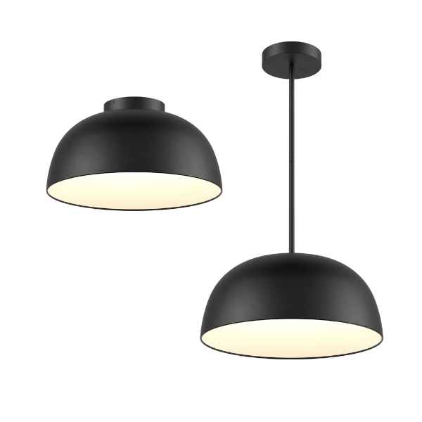 DALS Lighting - 20in 2-1 Pendant and Flush mount, Universal driver - Black - SKU NAPF20-CC-UNV-BK