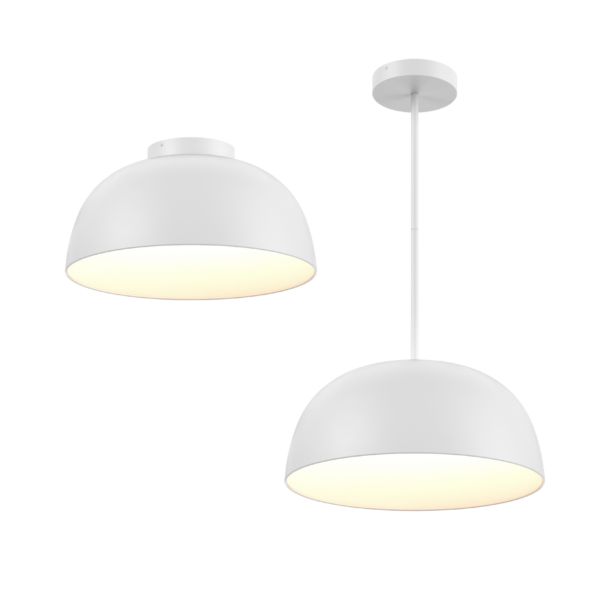 DALS Lighting - 20in 2-1 Pendant and Flush mount, 6 stems - SKU NAPF20-CC-WH