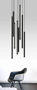 DALS Lighting - Round Canopy - 5 piece Decorative pendant cylinder - SKU PDLED120-5-BK