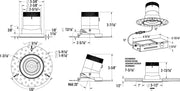 DALS Lighting - RC03-CC-60-GMBBK-TL - 3in Modular Downlight, 5CCT, 60 degree Beam Angle, Gimbal Reflector, Black, Trimless