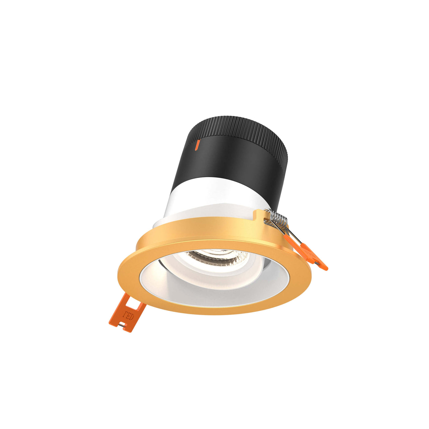 DALS Lighting - RC03-CC-60-GMBWH-TGD - 3in Modular Downlight, 5CCT, 60 degree Beam Angle, Gimbal Reflector, White, Gold trim