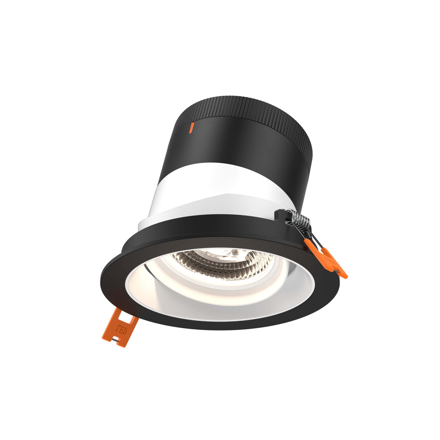 DALS Lighting - RC04-CC-20-GMBWH-TBK - 4in Modular Downlight, 5CCT, 20 degree Beam Angle, Gimbal Reflector, White, Black trim