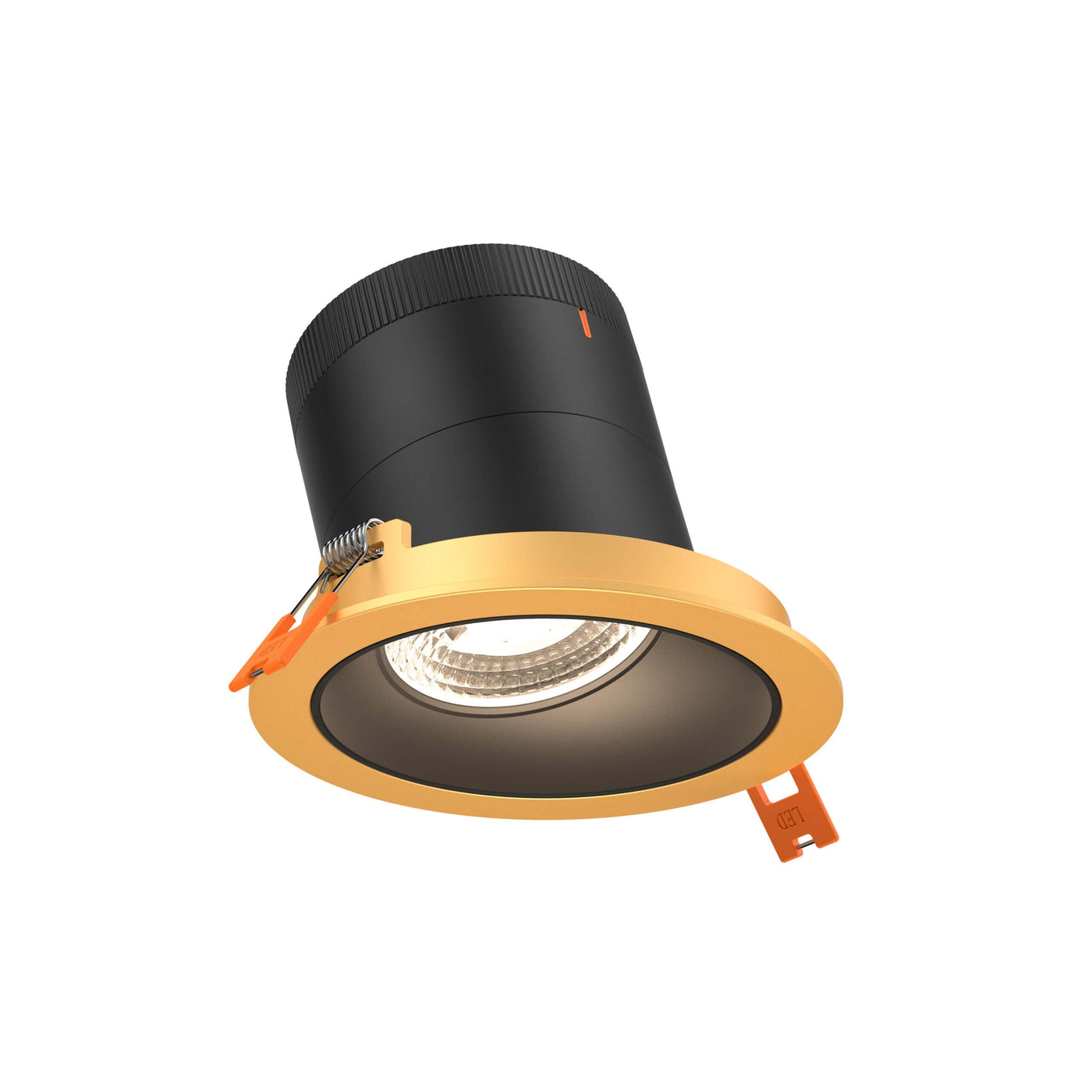DALS Lighting - RC04-CC-20-SLBK-TGD - 4in Modular Downlight, 5CCT, 20 degree Beam Angle, Slope Ceiling, Black, Gold Trim