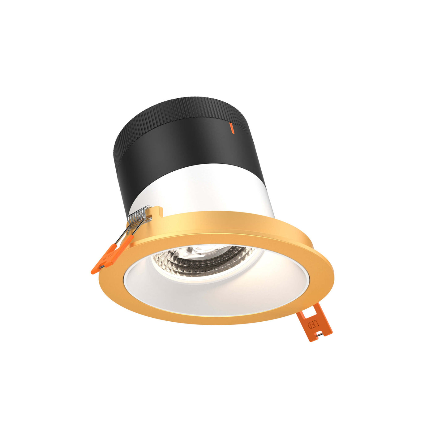 DALS Lighting - RC04-CC-20-SLWH-TGD - 4in Modular Downlight, 5CCT, 20 degree Beam Angle, Slope Ceiling, White, Gold Trim