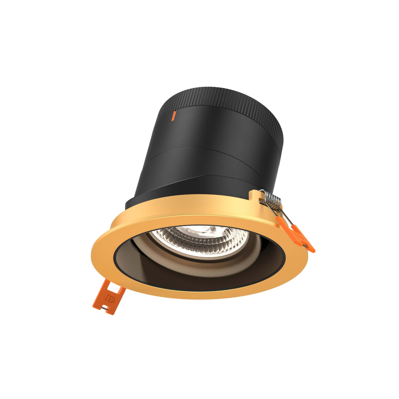 DALS Lighting - RC04-CC-35-GMBBK-TGD - 4in Modular Downlight, 5CCT, 35 degree Beam Angle, Gimbal Reflector, Black, Gold trim