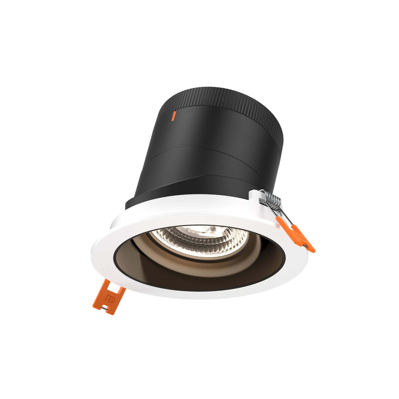 DALS Lighting - RC04-CC-60-GMBBK-TWH - 4in Modular Downlight, 5CCT, 60 degree Beam Angle, Gimbal Reflector, Black, White trim