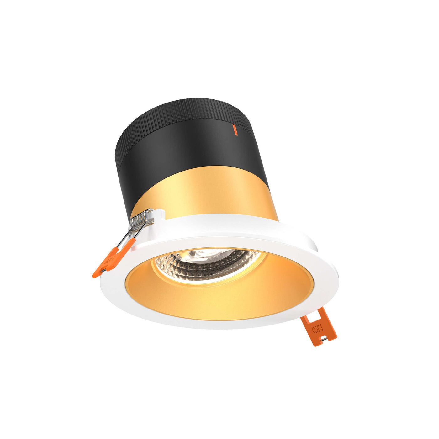 DALS Lighting - RC04-CC-60-SLGD-TWH - 4in Modular Downlight, 5CCT, 60 degree Beam Angle, Slope Ceiling, Gold, White Trim