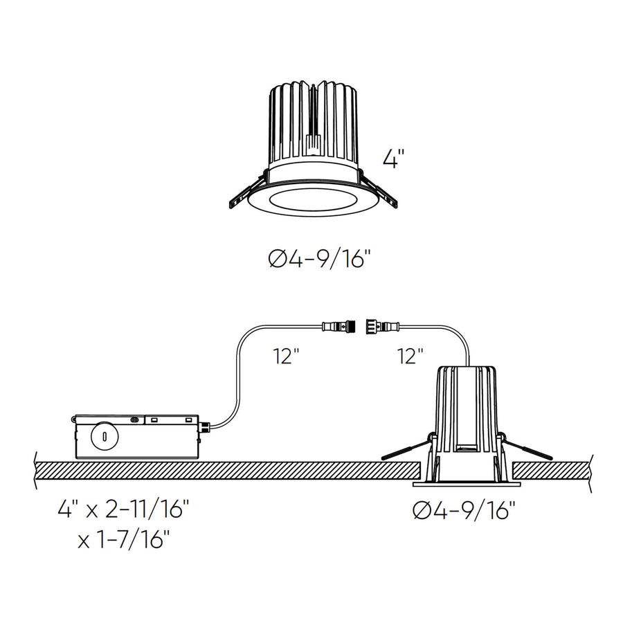 DALS Lighting - 4in High power regressed recessed round smooth baffle, CCT - SKU RGR4HP-CC-BK