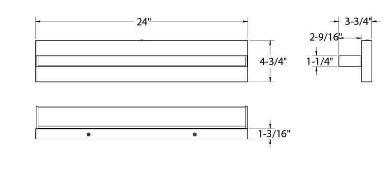 DALS Lighting - 24in Vanity linear adjustable on Octo Jbox - SKU VAL24-CC-SN